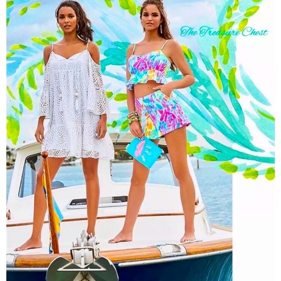 Lilly Pulitzer NWT Linnea Peplum Top & Shorts Set Sparkling Sands Size 2 🦄 - Picture 5 of 9